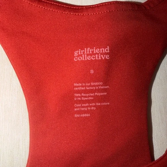 Girlfriend Collective Vibrant Burnt Orange Top and Skirt Set - Picture 2 of 3